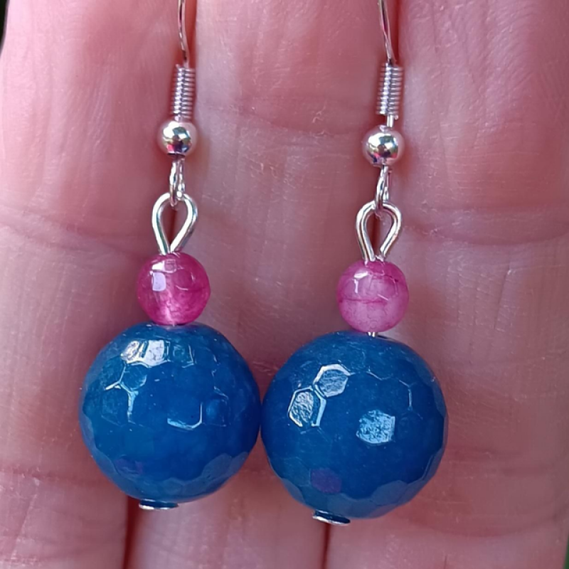 Jade Crystal Bead Sterling Silver Earrings