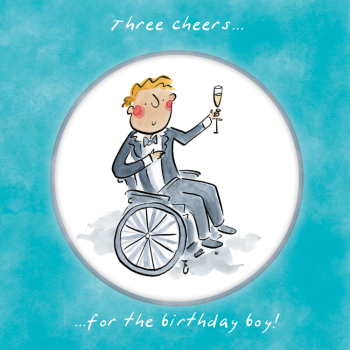 Holy Mackerel Three cheers for the birthday boy, a 15cm square birthday card featuring Rosie Brooks artwork, blank inside for your message
