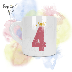 Personalised Crown 4th Birthday Number Smug Mug® (6oz)