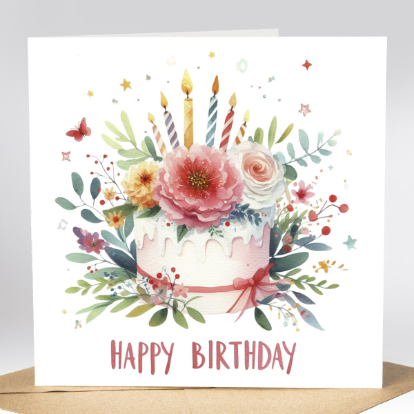 Floral Birthday Cards - Bright Colourful Floral Card - Standard Smooth Card