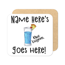 Personalised Cocktail Coaster - Hand Drawn Blue Lagoon