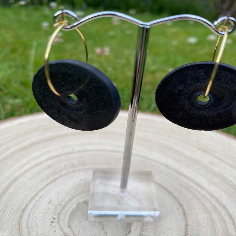 Vinyl Record Earrings: Rockabilly Style Clay 45s - silver