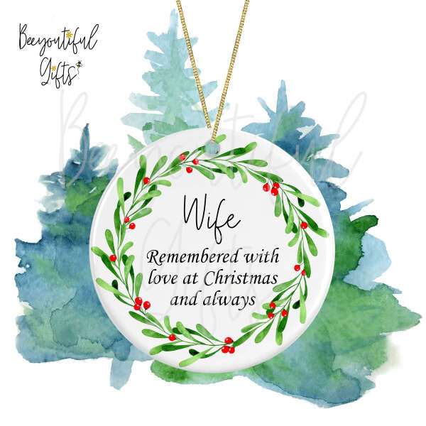 Personalised Ceramic Christmas Tree Decoration - Remembered With Love at Christmas and Always