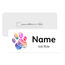 Personalised Vet Name Badge - Rainbow Watercolour Paw Print