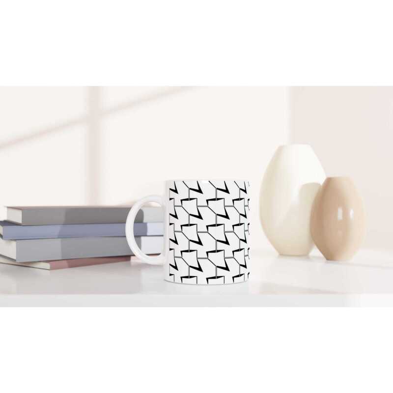 Abstract Black Pattern Mug - Ceramic White