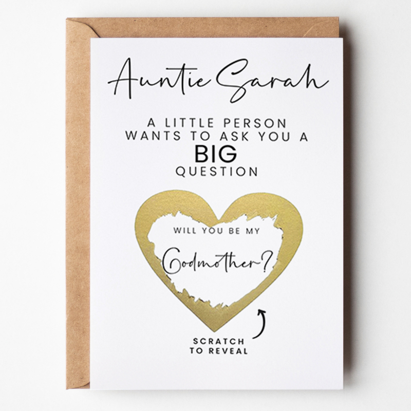 Godmother proposal scratch card, godmother scratch card - A6 - 4.1" x 5.8"
