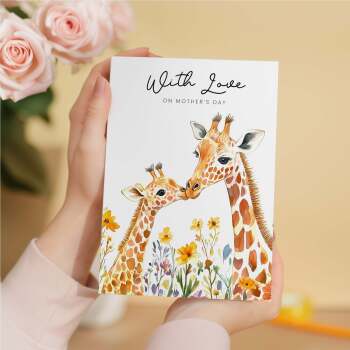 Mother's Day Card Cute Giraffe Illustration For Wildlife Lover Pretty Mother's Day Card For Mum