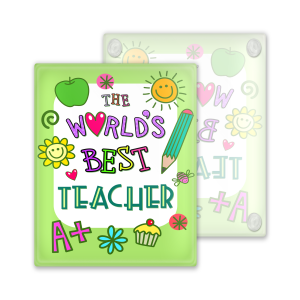 Teacher Coaster - The World's Best Teacher Cartoon Style - Toughened Glass Coaster