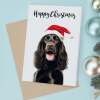 Christmas Card For Him or Her Christmas Card With A Dog Spaniel Dog Christmas Card For Anyone Friend or Relative Fun Christmas Card of a Dog - Large (5x7) / Blank Message