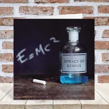 Extract of genius well done card for him or her - designed by glass-etcher Andy Poplar - 15cm square and blank inside, made in the UK