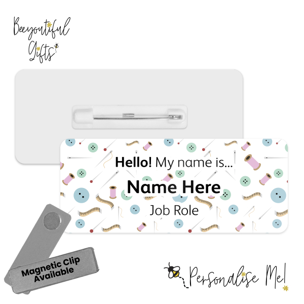 Name Badge - Sewing Background