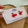 Handmade Red Heart Stud Earrings &ndash; Polymer Clay, Silver-Tone
