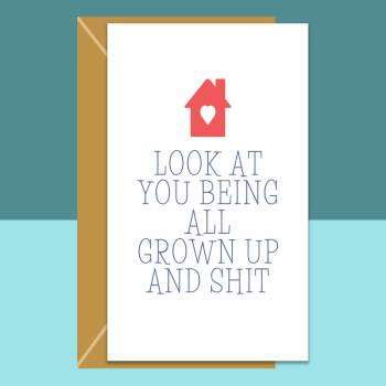 New Home Card - Housewarming card - funny new handmade house card - Can be personalised inside or left blank