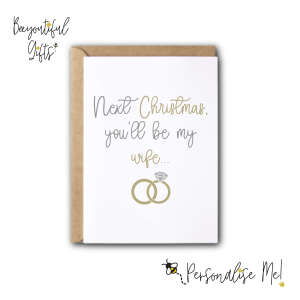 Personalised Christmas Card - Next Christmas, You'll Be My Wife Silver & Gold Rings