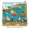 Holy Mackerel Harbour life in Yorkshire greetings card, designed by Erica Sturla Card is 150mm square and blank inside.