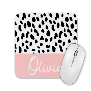 Personalised Mouse Mat - Dalmatian Print with Colour Block - Colour 4