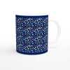 Colour Triangles and Circles on Blue Ceramic Mug - Ceramic White
