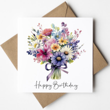 Floral Birthday Cards - Bright Colourful Floral Card - Standard Smooth Card