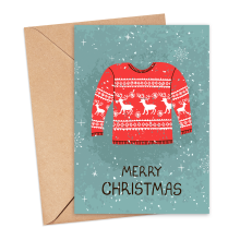 Christmas Card - Watercolour Merry Christmas Jumper - Small (A6)