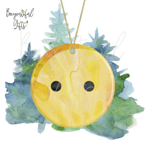 Watercolour Emoji Ceramic Christmas Tree Decoration - No Mouth