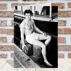 Rock Hudson - vintage black and white themed card - 12.6 x 17.7cm and blank inside - made in the UK