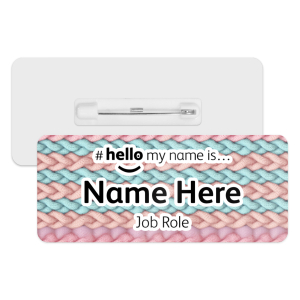 #hello my name is... Name Badge - Pastel Knitted Pattern