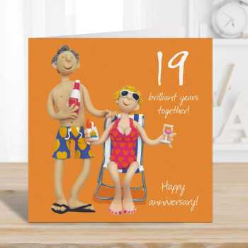 19th wedding anniversary card - designed by Erica Sturla - 15cm square and blank inside, made in the UK