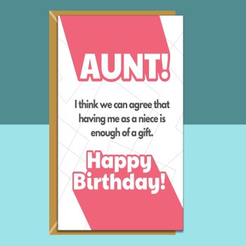 Aunt birthday card from niece - funny card - Personalised - for her - For auntie - Custom birthday card gift ideas