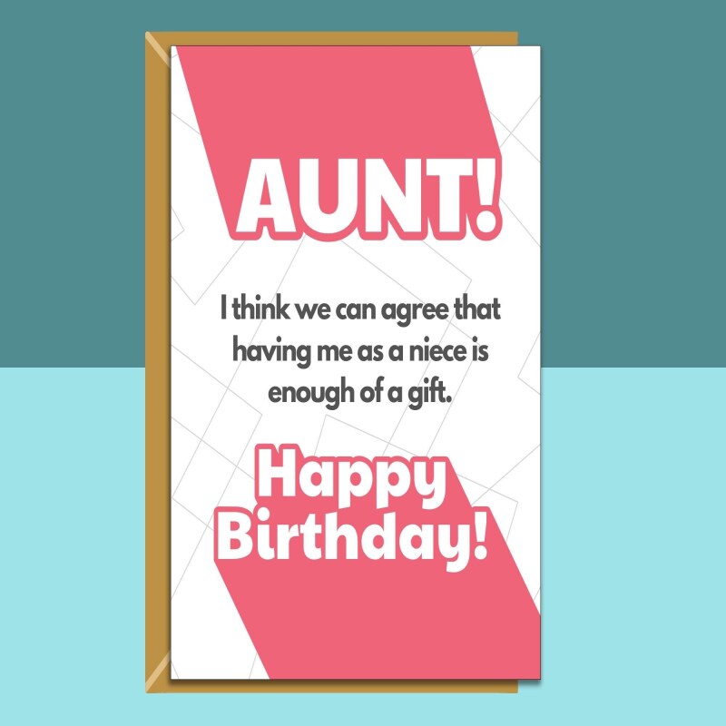 Aunt birthday card from niece - funny card - Personalised - for her - For auntie - Custom birthday card gift ideas - Blank inside - Regular - Matte
