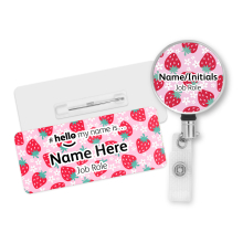 #hello my name is... Name Badge & Metal ID Reel - Summer Strawberries