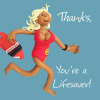 Holy Mackerel thanks you're a lifesaver thank you card - designed by artist Erica Sturla - 15cm square and blank inside for your message - made in the UK