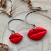Red Lips Earrings: Handmade Polymer Clay, Surgical Steel Hooks
