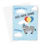 Happy Birthday Card - Funny Donkey And Balloons - A5 Greeting Card