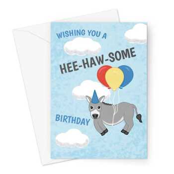 Happy Birthday Card - Funny Donkey And Balloons - A5 Greeting Card
