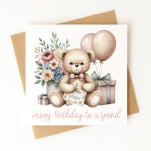 Birthday Card - Happy Birthday To A Friend Bear - Standard Smooth Card