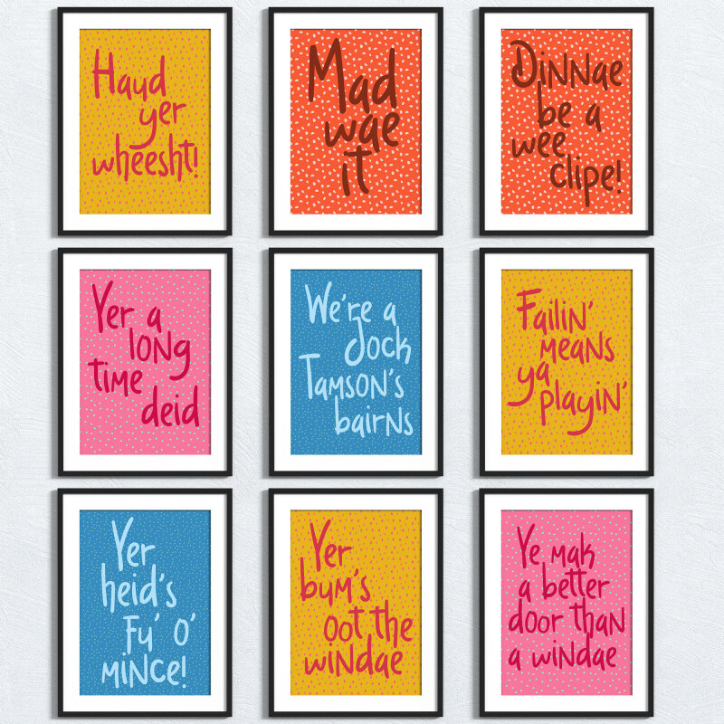 Scottish, Scots, Scotland dialect, sayings print - A5 - Glossy - Blue