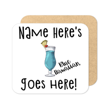 Personalised Cocktail Coaster - Hand Drawn Blue Hawaiian