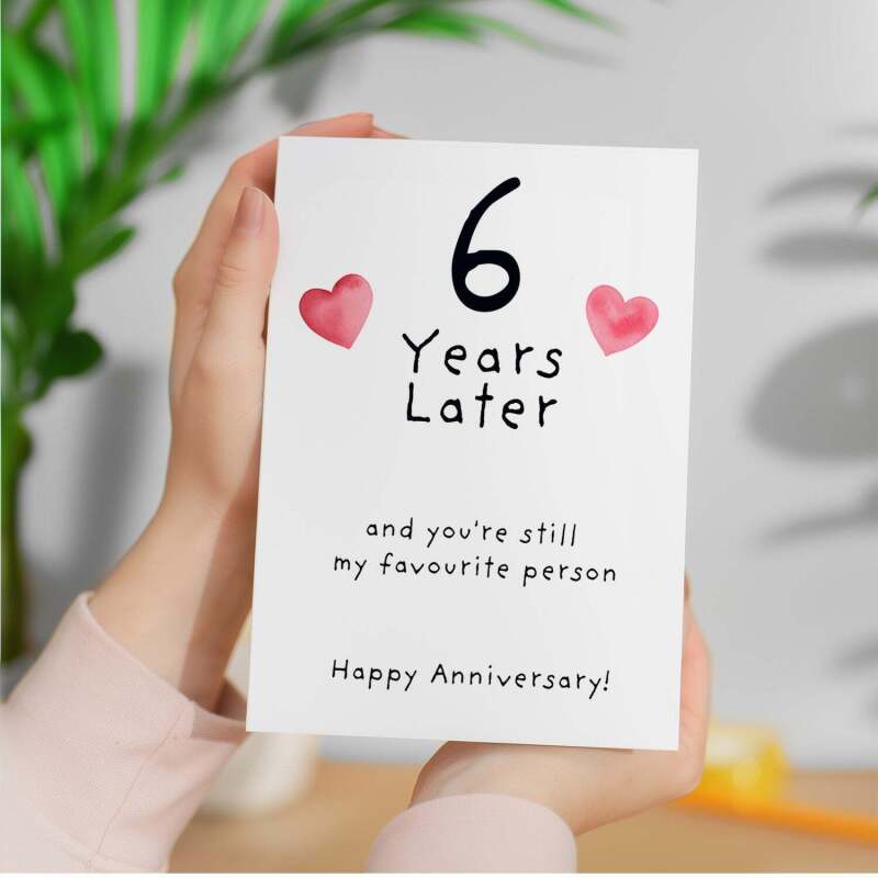 6th Wedding Anniversary Card For Wife Anniversary Card for Husband 6 Year Anniversary Card For Boyfriend or Girlfriend Sixth Anniversary - Large (5x7) / Blank Message