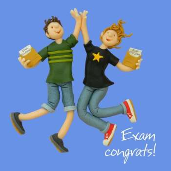 Holy Mackerel exam congratulations card for a boy or a girl - designed by artist Erica Sturla - 15cm square and blank inside for your message