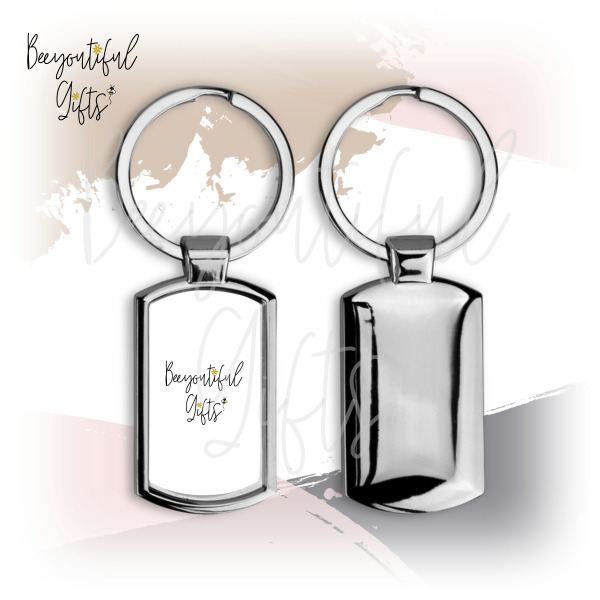 Photo Upload Gift - Metal Key Ring with Chrome Finish (Curved Rectangle)