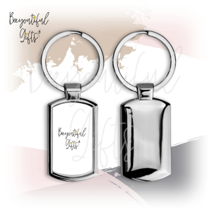 Photo Upload Gift - Metal Key Ring with Chrome Finish (Curved Rectangle)