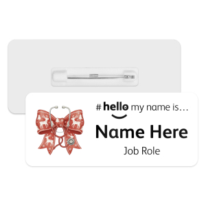#hello my name is... Name Badge - Reindeer Christmas Coquette Bow