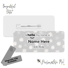 #hello my name is... Name Badge - Grey Daisy Background