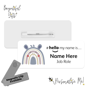 Name Badge - Boho Animal Rainbow Hello My Name is... - Hippo