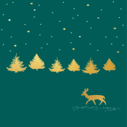 Holy Mackerel stag & trees gold foiled luxury Christmas card - designed by Eloise Hall - 15.7 x 11cm - blank inside