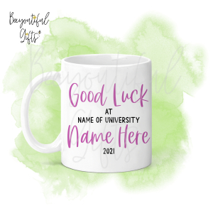 Personalised Good Luck at University Ceramic Mug - Pink