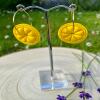 Polymer clay, Lemon Hoop Earrings: Abstract Summer Jewelry - silver