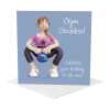 Gym goddess fitness themed birthday card for her - designed by Erica Sturla - 15cm square and blank inside, made in the UK