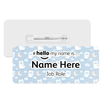 #hello my name is... Name Badge - Owls, Moons & Stars Background