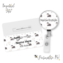 #hello my name is... Name Badge & Metal ID Reel - Cute Sheep